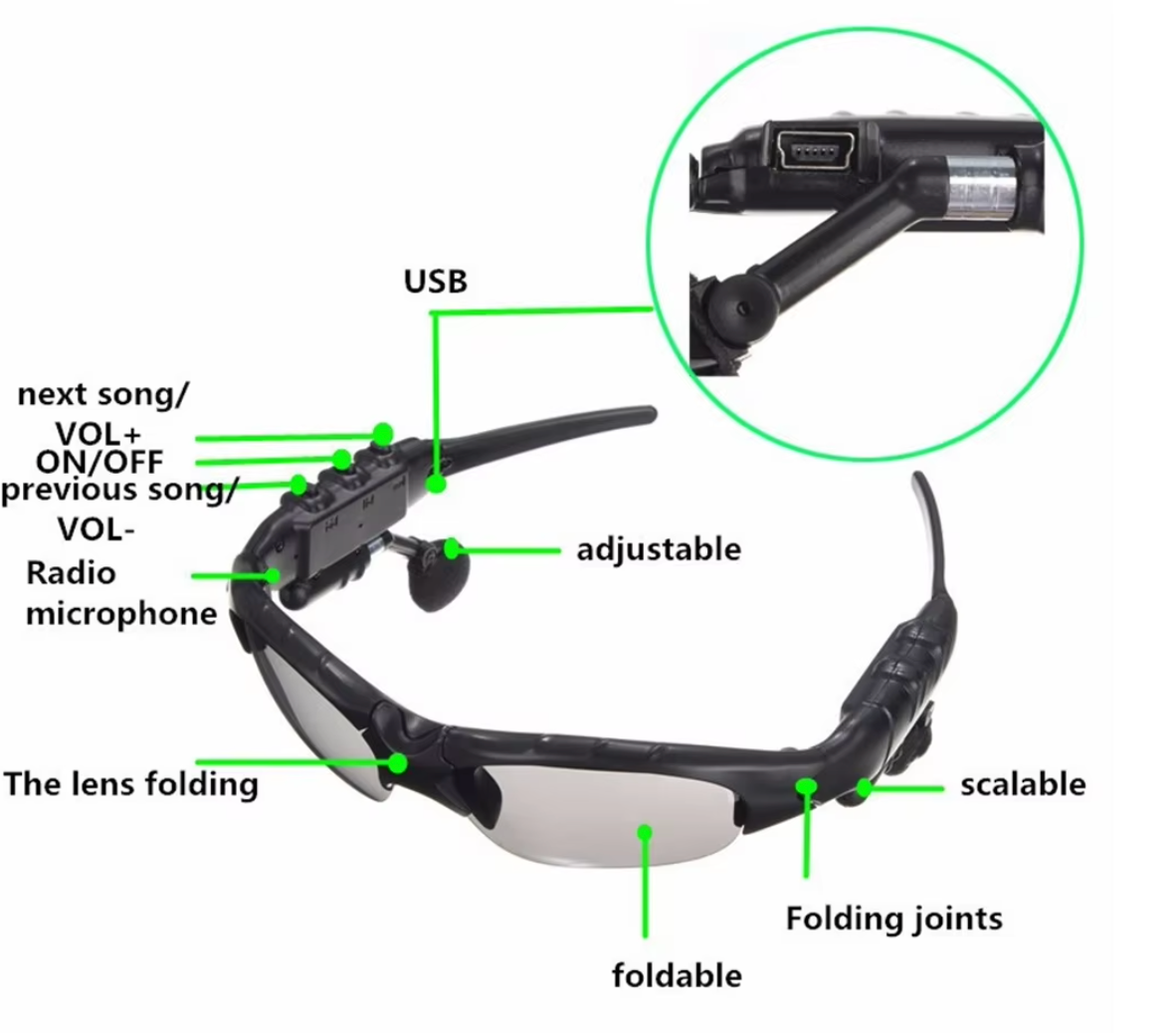 🎧😎  Lentes con Audífonos Bluetooth